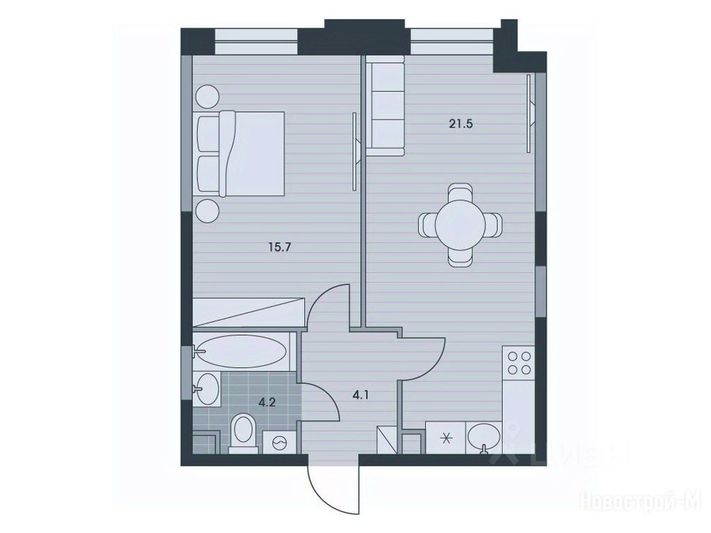 Продажа 2-комнатной квартиры 45,5 м², 27/34 этаж