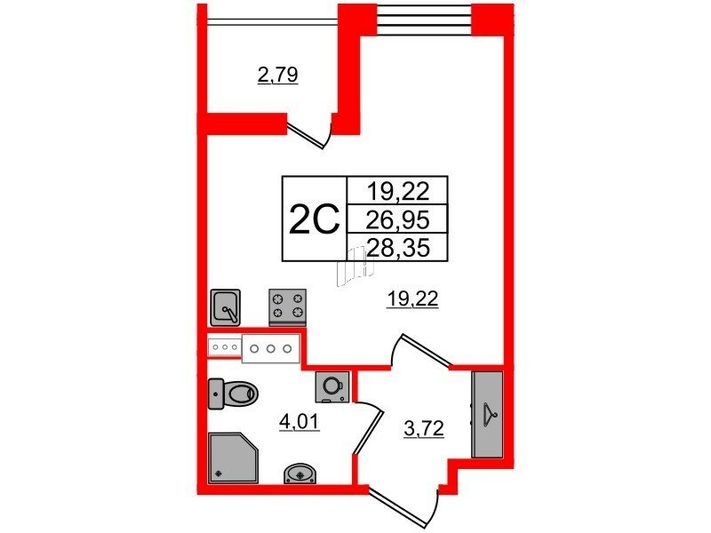 Продажа квартиры-студии 27 м², 11/12 этаж