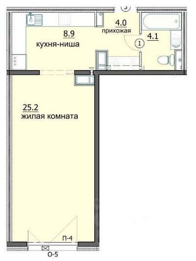 Продажа квартиры-студии 42,2 м², 4/18 этаж