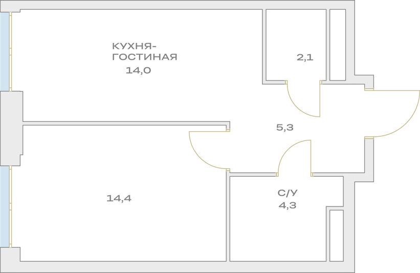 Продажа 1-комнатной квартиры 40,1 м², 6/23 этаж