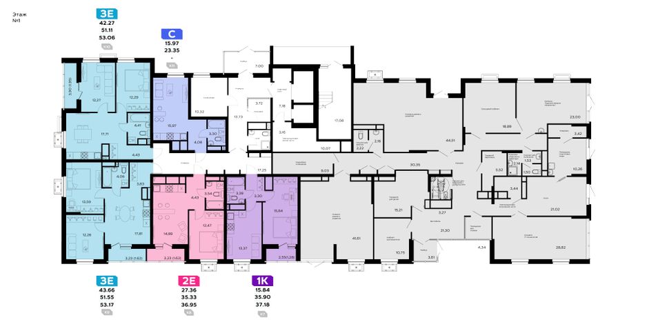 Продажа 3-комнатной квартиры 53,2 м², 1/17 этаж