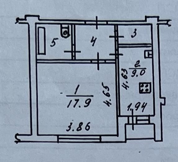 Продажа 1-комнатной квартиры 34,7 м², 2/9 этаж