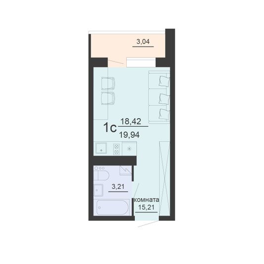Продажа 1-комнатной квартиры 19,9 м², 10/20 этаж