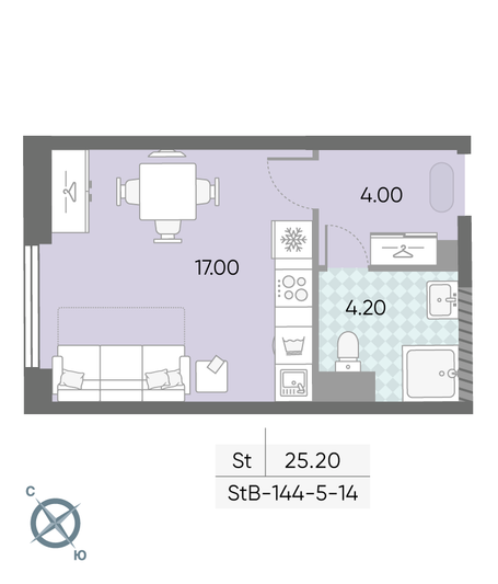 Продажа квартиры-студии 25,2 м², 10/58 этаж