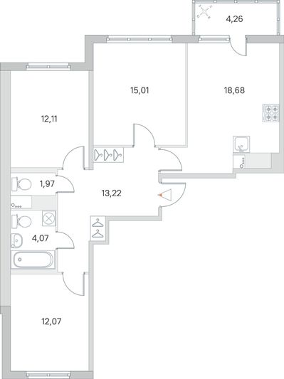 Продажа 3-комнатной квартиры 78,4 м², 6/8 этаж