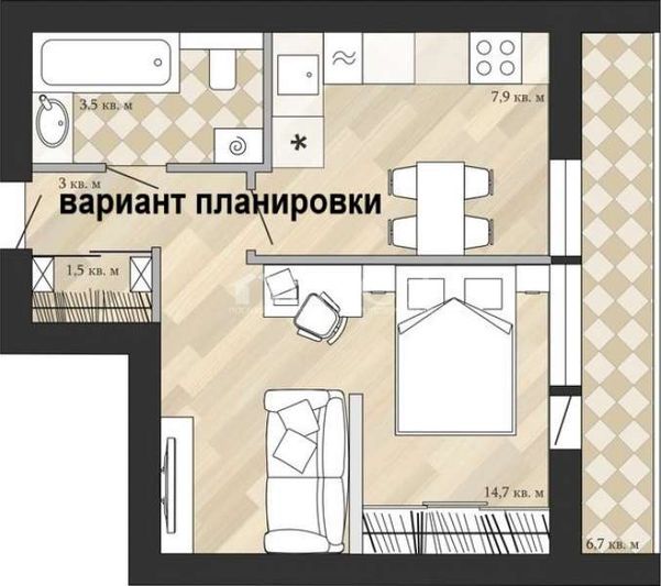 Продажа 1-комнатной квартиры 36 м², 13/16 этаж