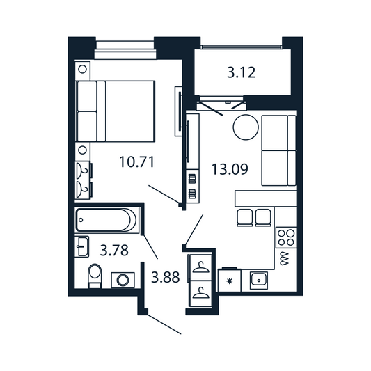 Продажа 1-комнатной квартиры 33 м², 12/12 этаж