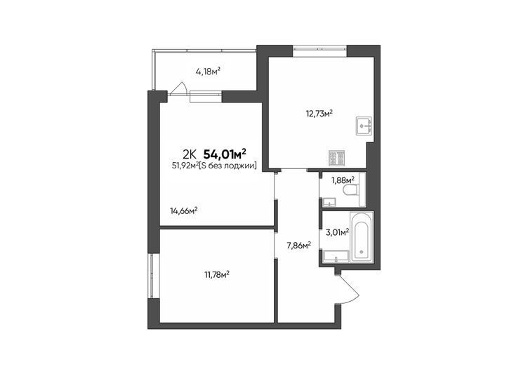 Продажа 2-комнатной квартиры 54 м², 1/10 этаж