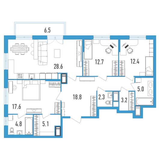 Продажа 3-комнатной квартиры 112,5 м², 13/18 этаж