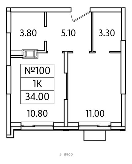 Продажа 1-комнатной квартиры 34 м², 10/25 этаж