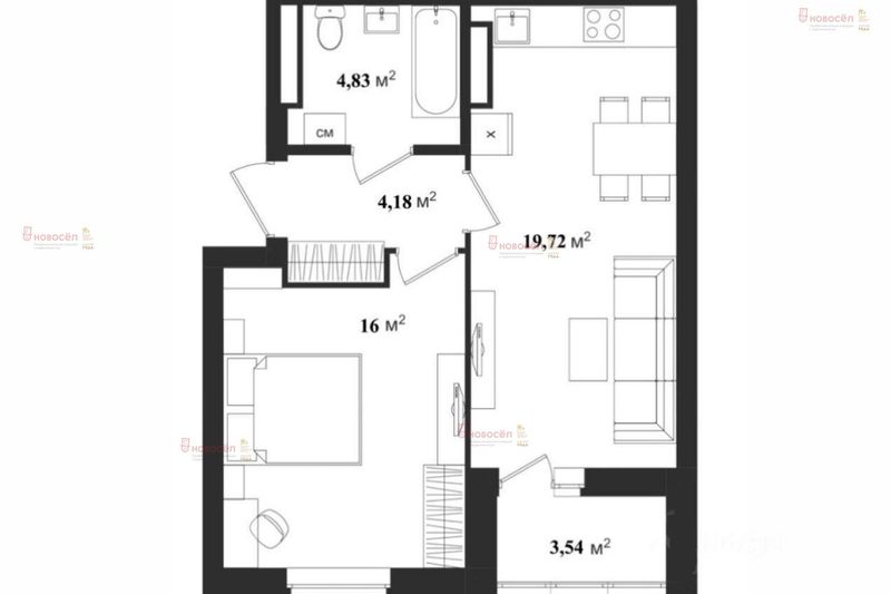 Продажа 1-комнатной квартиры 45 м², 10/32 этаж