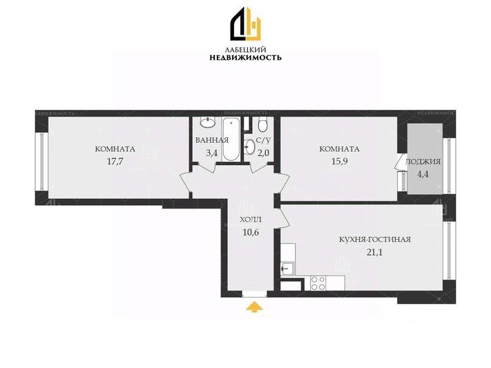 Продажа 2-комнатной квартиры 70,7 м², 5/10 этаж