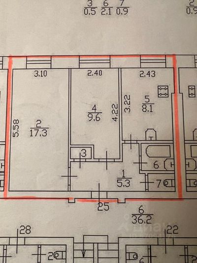 Продажа 2-комнатной квартиры 43,8 м², 5/9 этаж