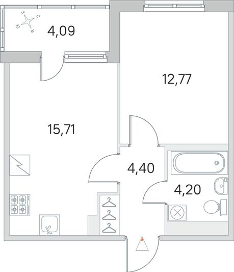 Продажа 1-комнатной квартиры 39,1 м², 5/5 этаж