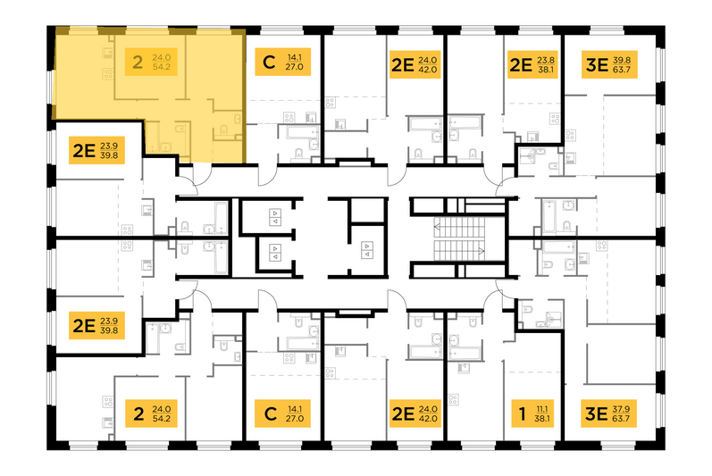 Продажа 2-комнатной квартиры 54,2 м², 21/23 этаж