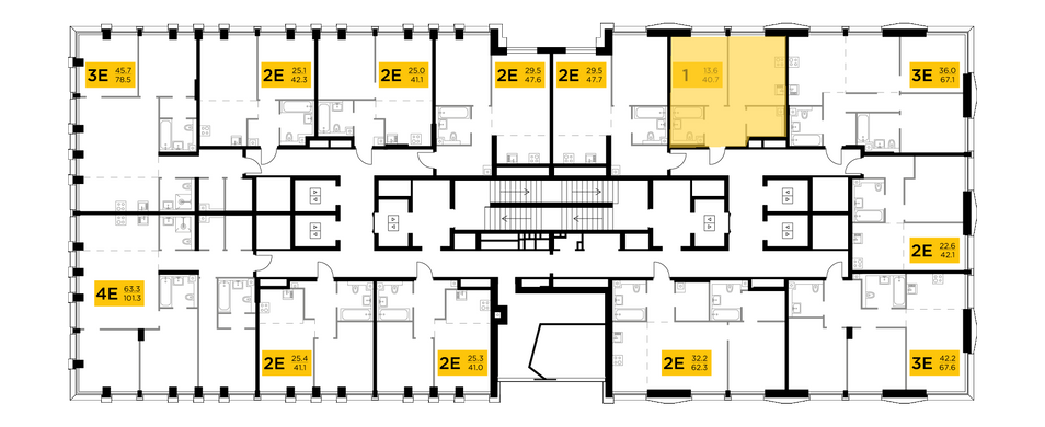 Продажа 1-комнатной квартиры 40,7 м², 20/32 этаж