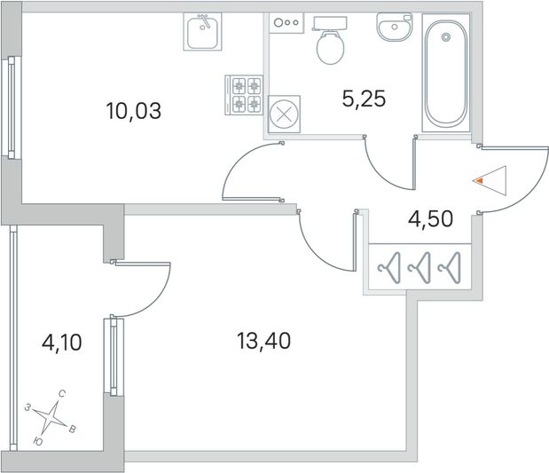 Продажа 1-комнатной квартиры 35,2 м², 1/4 этаж