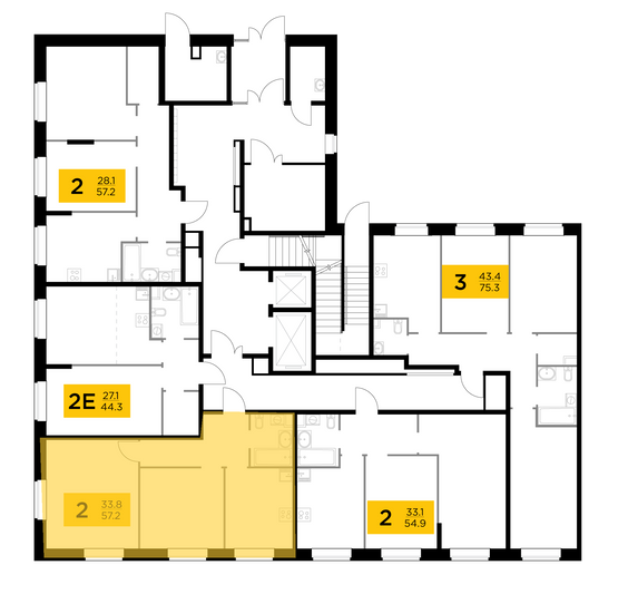 Продажа 2-комнатной квартиры 57,2 м², 1/11 этаж