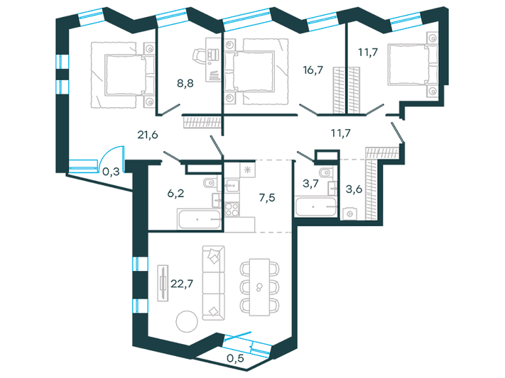 Продажа 4-комнатной квартиры 115 м², 21/24 этаж
