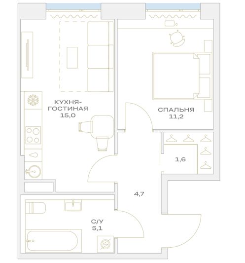 Продажа 1-комнатной квартиры 37,6 м², 6/23 этаж