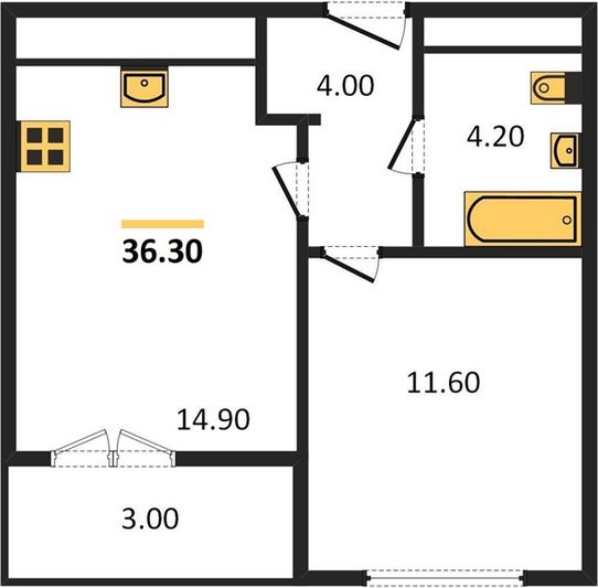 Продажа 1-комнатной квартиры 36,3 м², 16/25 этаж