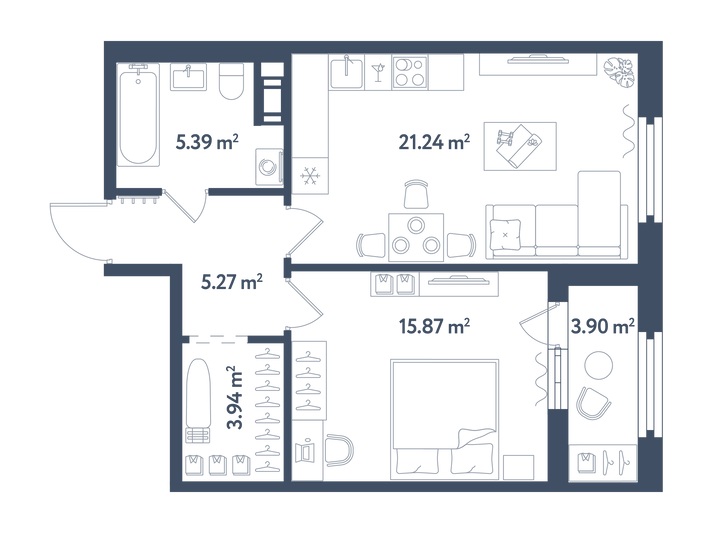 Продажа 1-комнатной квартиры 53,7 м², 4/11 этаж