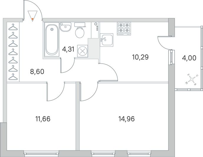 Продажа 2-комнатной квартиры 51,8 м², 4/8 этаж