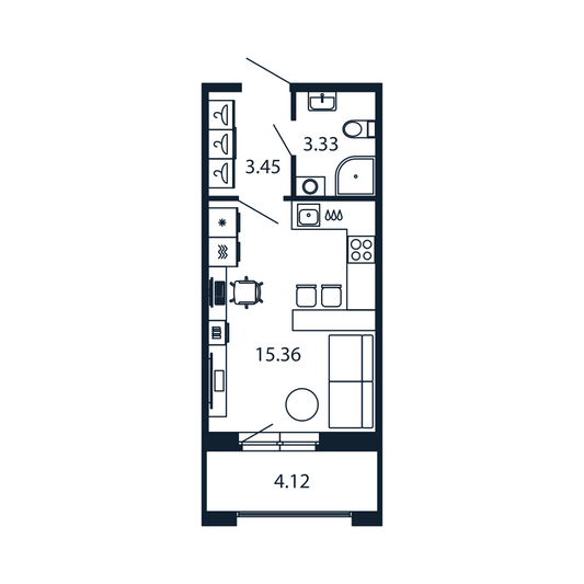 Продажа квартиры-студии 24,2 м², 3/12 этаж