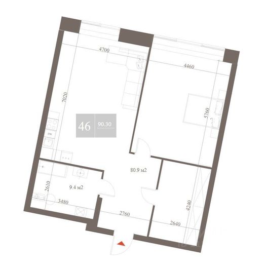 Продажа квартиры со свободной планировкой 90,3 м², 5/6 этаж