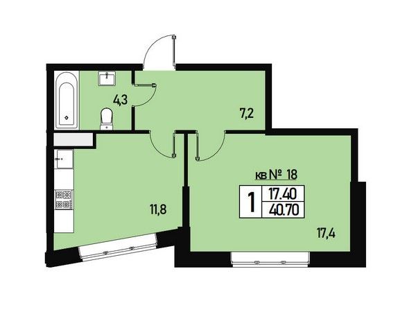 Продажа 1-комнатной квартиры 40 м², 3/3 этаж