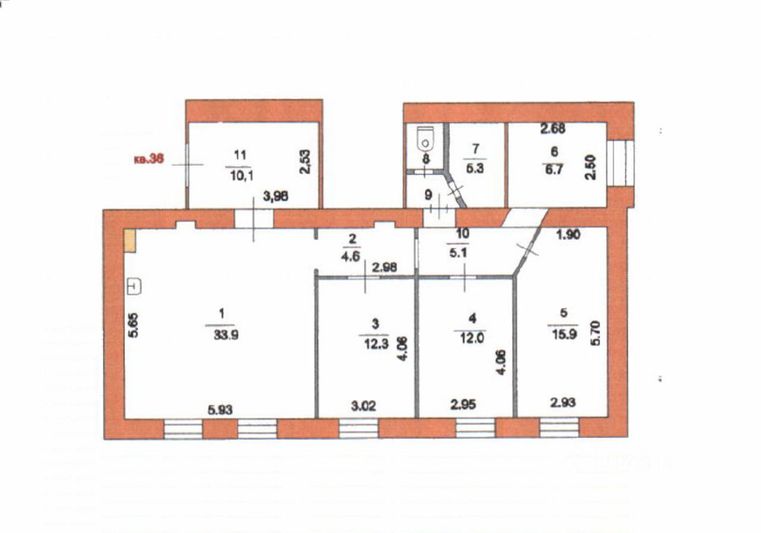 Продажа многокомнатной квартиры 108,3 м², 2/6 этаж