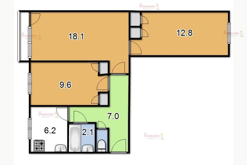 Продажа 3-комнатной квартиры 57 м², 5/5 этаж