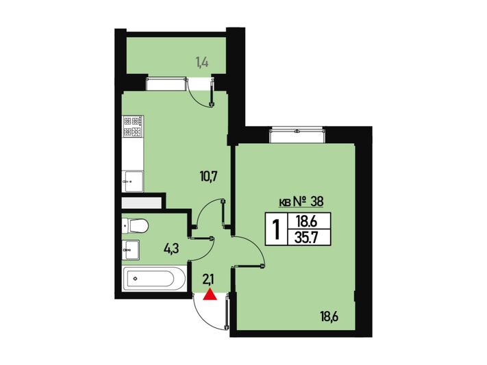 Продажа 1-комнатной квартиры 35 м², 3/3 этаж