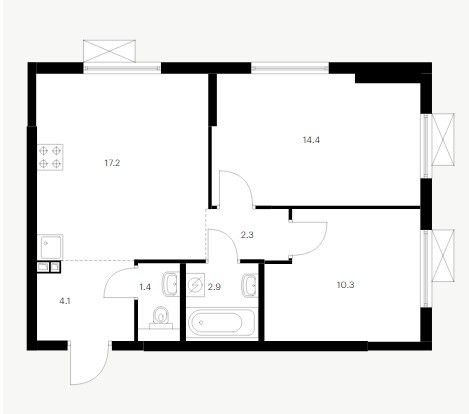 Продажа 2-комнатной квартиры 52,6 м², 4/9 этаж