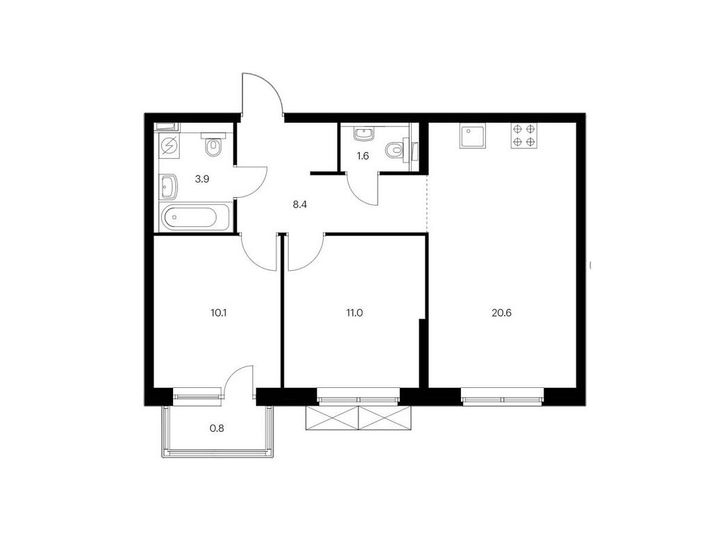 Продажа 2-комнатной квартиры 56,4 м², 16/24 этаж