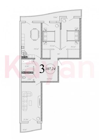 Продажа 4-комнатной квартиры 100,3 м², 12/20 этаж