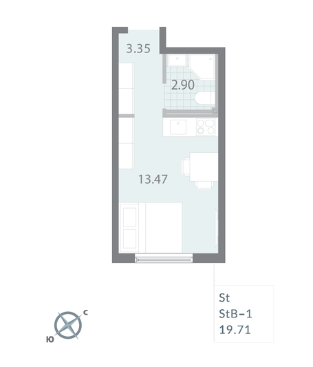 Продажа квартиры-студии 19,7 м², 14/17 этаж