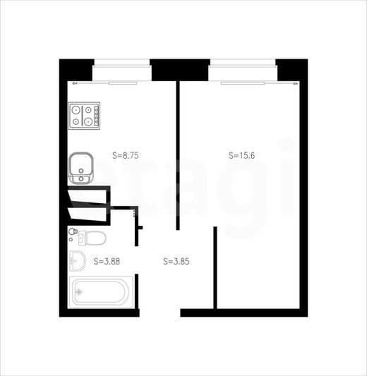 Продажа 1-комнатной квартиры 28,6 м², 4/19 этаж