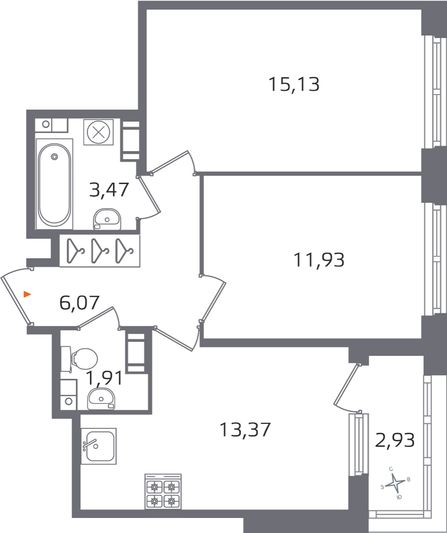 Продажа 2-комнатной квартиры 53,3 м², 9/17 этаж