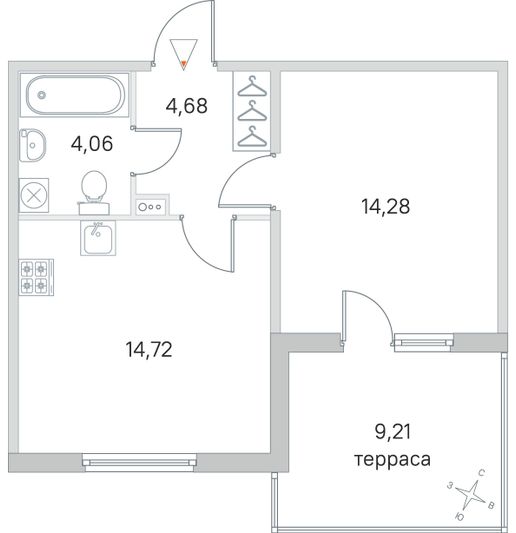 Продажа 1-комнатной квартиры 40,5 м², 1/4 этаж