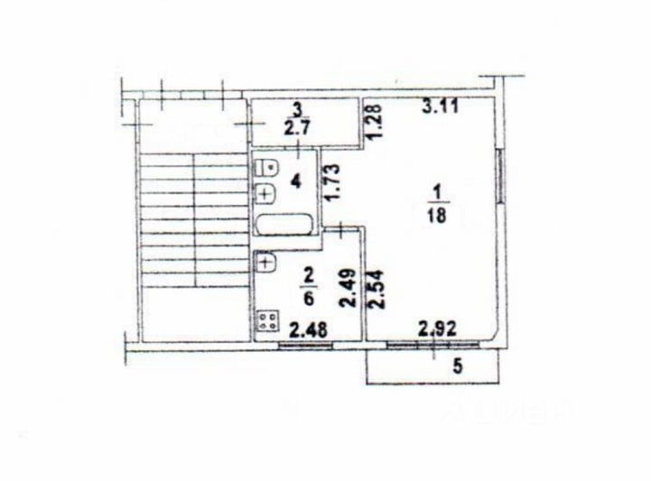 Продажа 1-комнатной квартиры 30,9 м², 2/5 этаж
