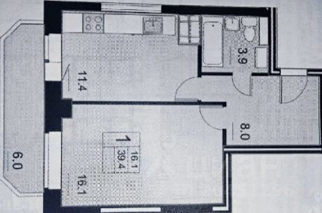 Продажа 1-комнатной квартиры 45,4 м², 6/23 этаж