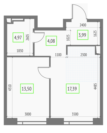 Продажа 1-комнатной квартиры 43,9 м², 14/57 этаж