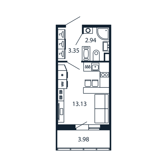 Продажа квартиры-студии 20,5 м², 3/13 этаж