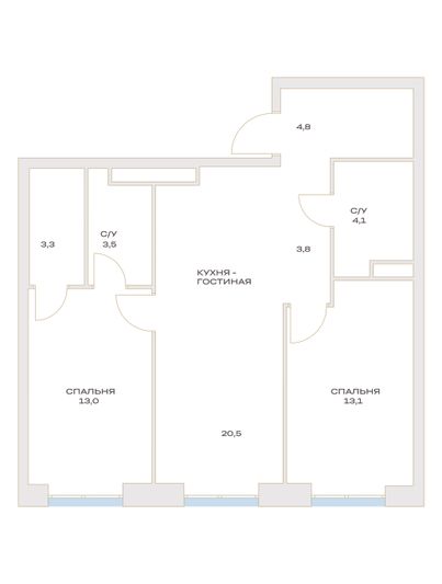 Продажа 2-комнатной квартиры 66,5 м², 14/23 этаж