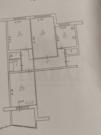 Продажа 3-комнатной квартиры 65,3 м², 7/9 этаж
