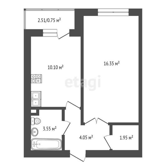 Продажа 1-комнатной квартиры 33 м², 3/3 этаж