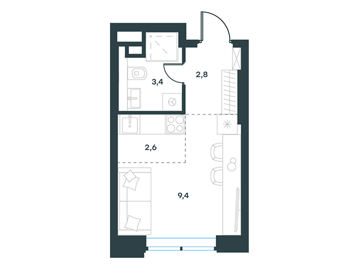 Продажа квартиры-студии 18,2 м², 4/32 этаж