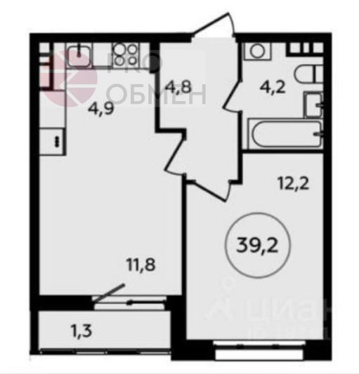 Продажа 2-комнатной квартиры 39,2 м², 7/10 этаж