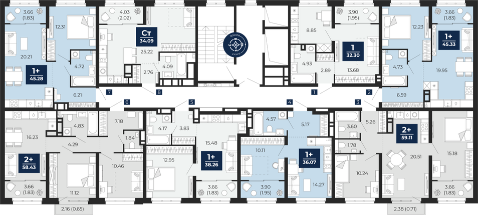 Продажа 1-комнатной квартиры 34,1 м², 2/23 этаж